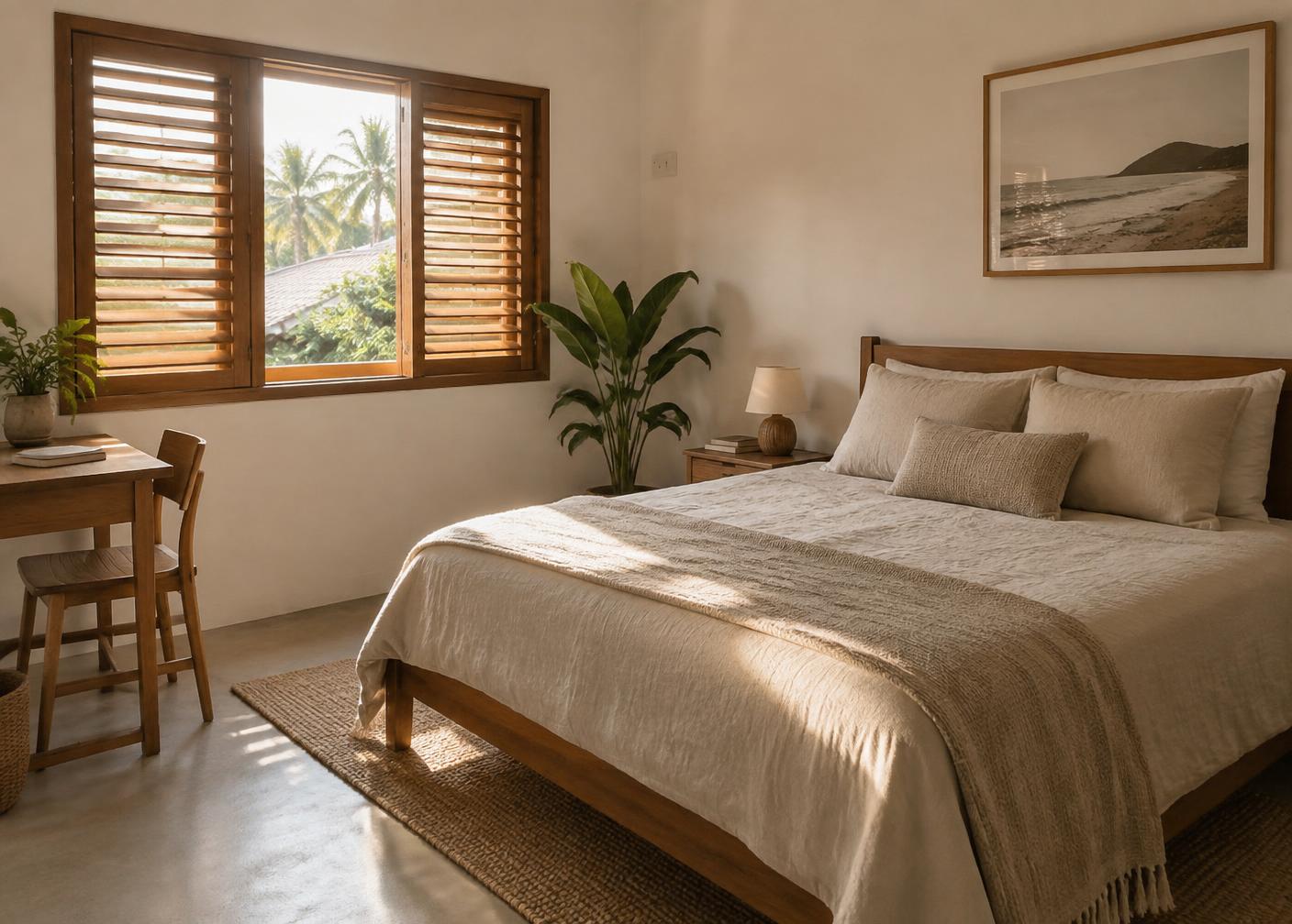 Quarto 1 — Vista para o jardim e a vegetação